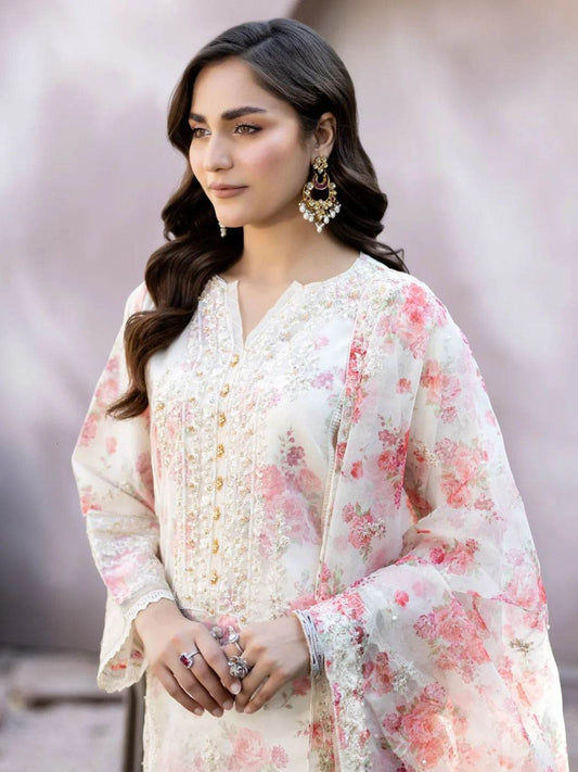 Mahiye By Noors Organza Semi Stitched 3pcs - Jotey