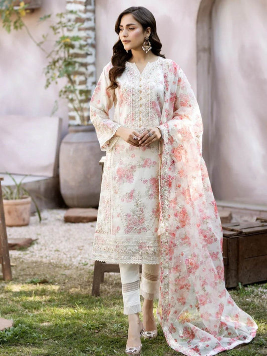 Mahiye By Noors Organza Semi Stitched 3pcs - Jotey