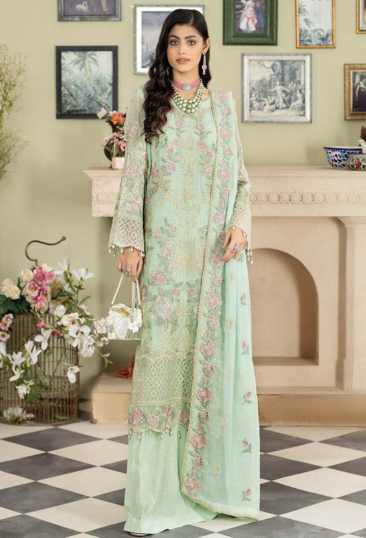 Ameerah Embroidered Mamberg Chiffon Semi-Stitched 3pcs - Jotey
