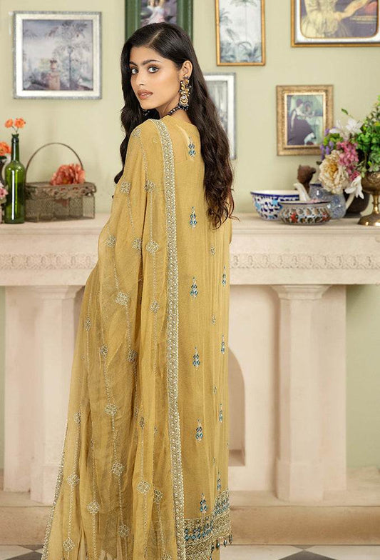 Ameerah Embroidered Mamberg Chiffon Semi-Stitched 3pcs - Jotey