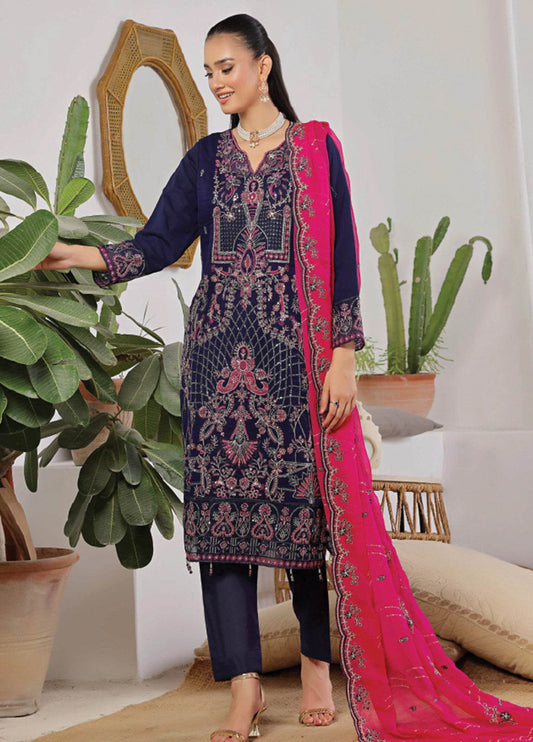 Azure By Bin Hameed Luxury Chiffon Embroidered Semi-Stitched 3pcs - Jotey