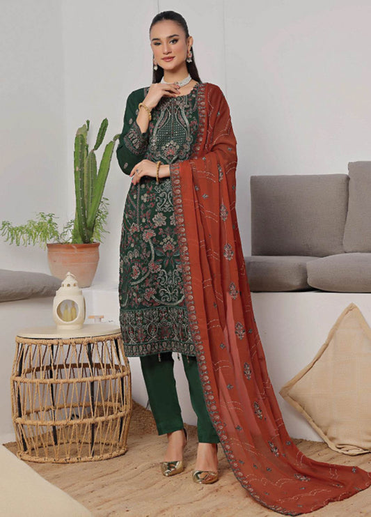 Azure By Bin Hameed Luxury Chiffon Embroidered Semi-Stitched 3pcs - Jotey