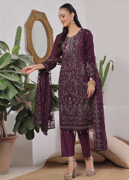 Azure By Bin Hameed Luxury Chiffon Embroidered Semi-Stitched 3pcs - Jotey