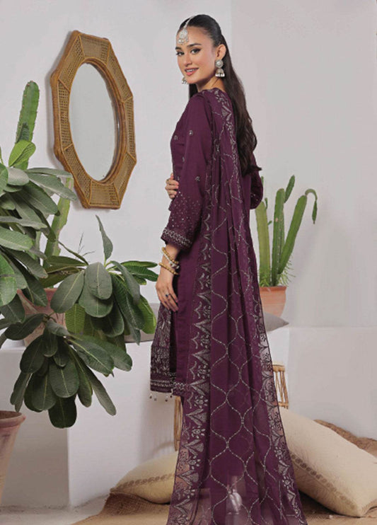 Azure By Bin Hameed Luxury Chiffon Embroidered Semi-Stitched 3pcs - Jotey