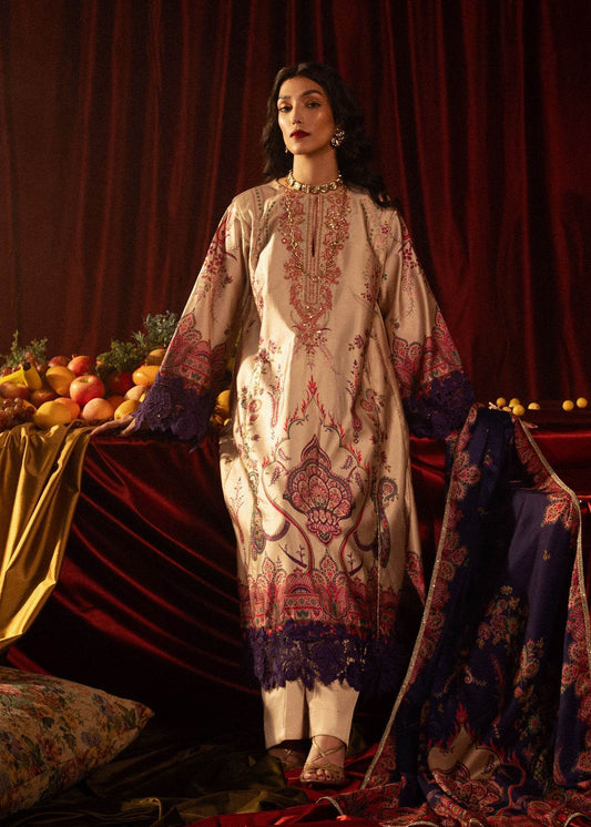 Roohi Silk Embroidered Unstitched 3pcs - Jotey