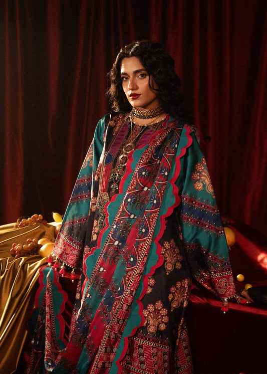 Roohi Silk Embroidered Unstitched 3pcs - Jotey