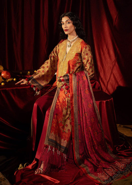 Roohi Silk Embroidered Unstitched 3pcs - Jotey