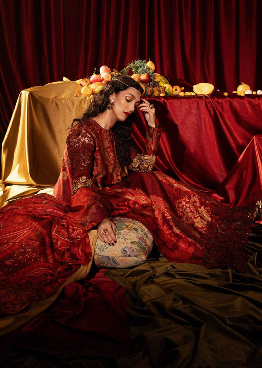 Roohi Silk Embroidered Unstitched 3pcs - Jotey