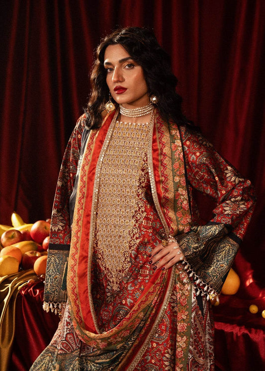 Roohi Silk Embroidered Unstitched 3pcs - Jotey