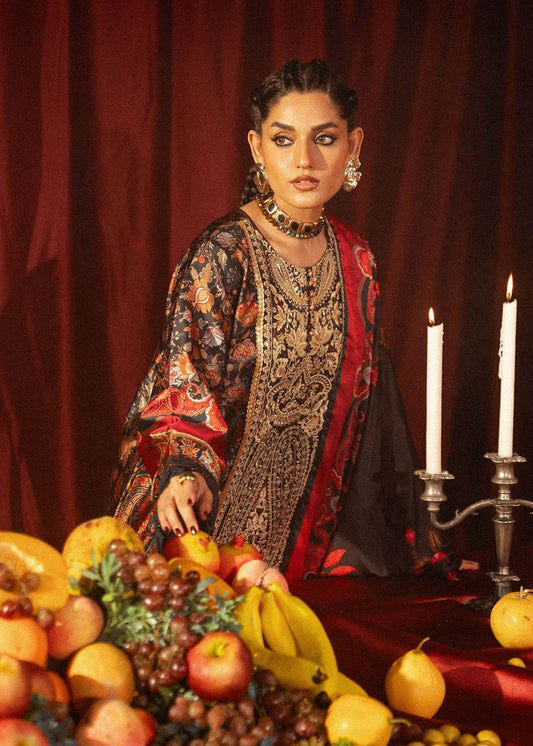 Roohi Silk Embroidered Unstitched 3pcs - Jotey