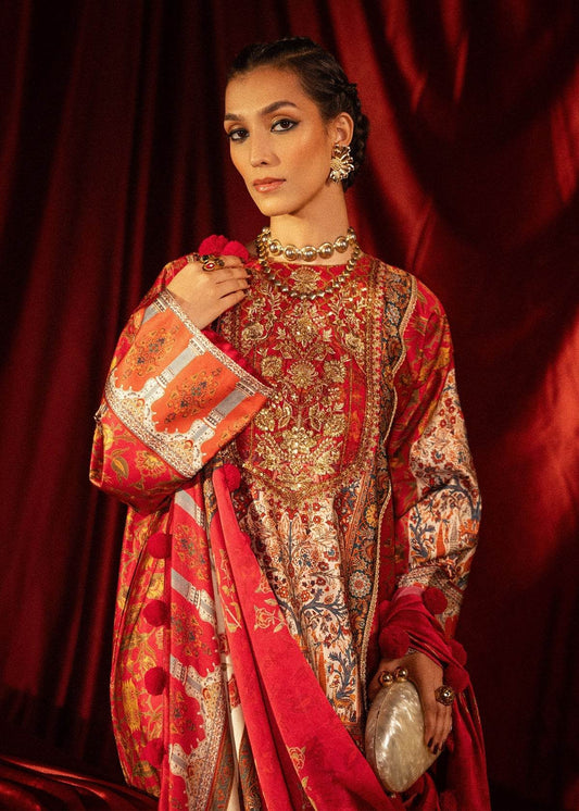 Roohi Silk Embroidered Unstitched 3pcs - Jotey