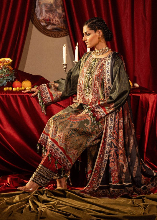 Roohi Silk Embroidered Unstitched 3pcs - Jotey