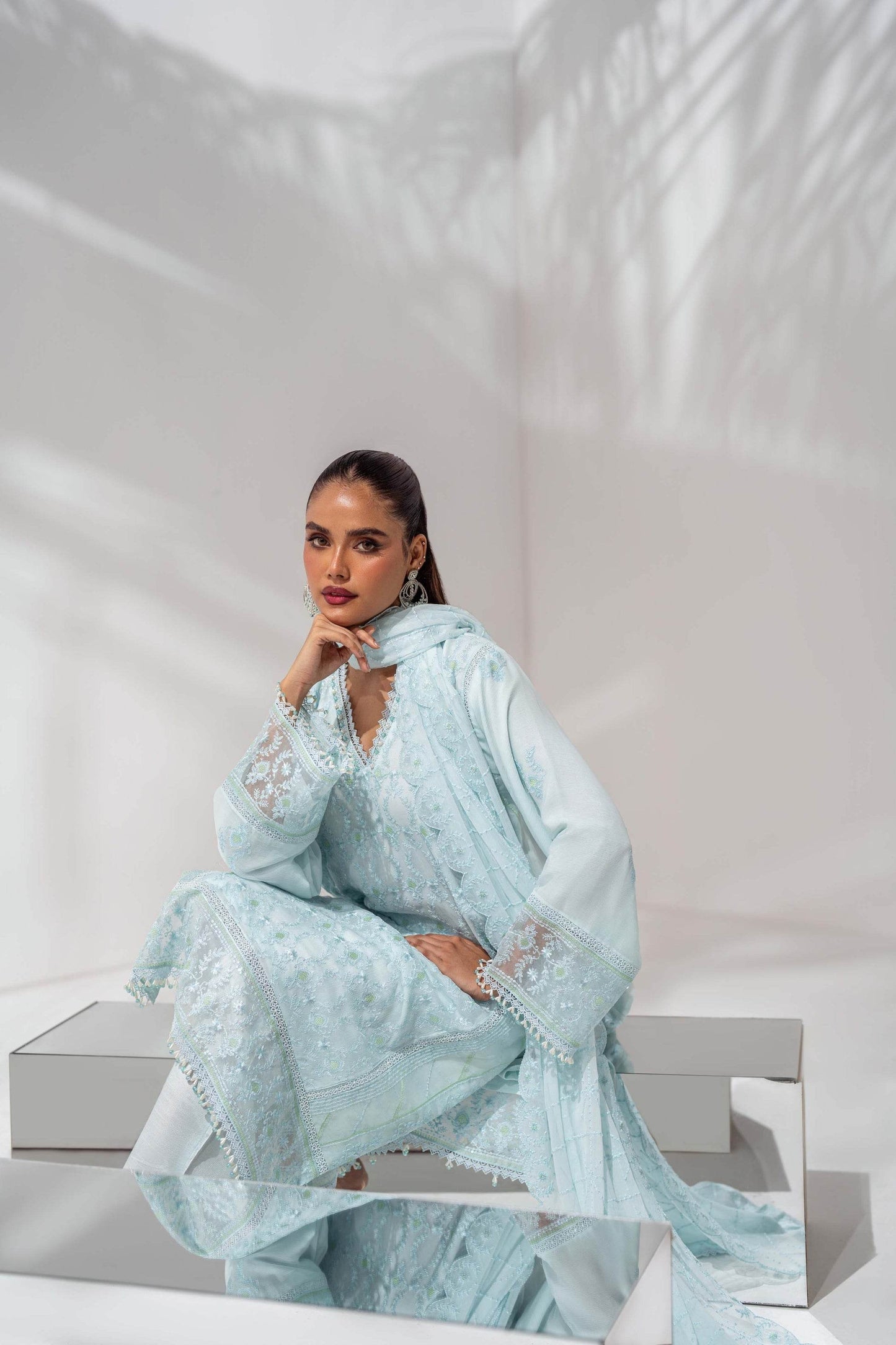 Mehru By Guzel Embroidered Stitched Chiffon 3pcs - Jotey