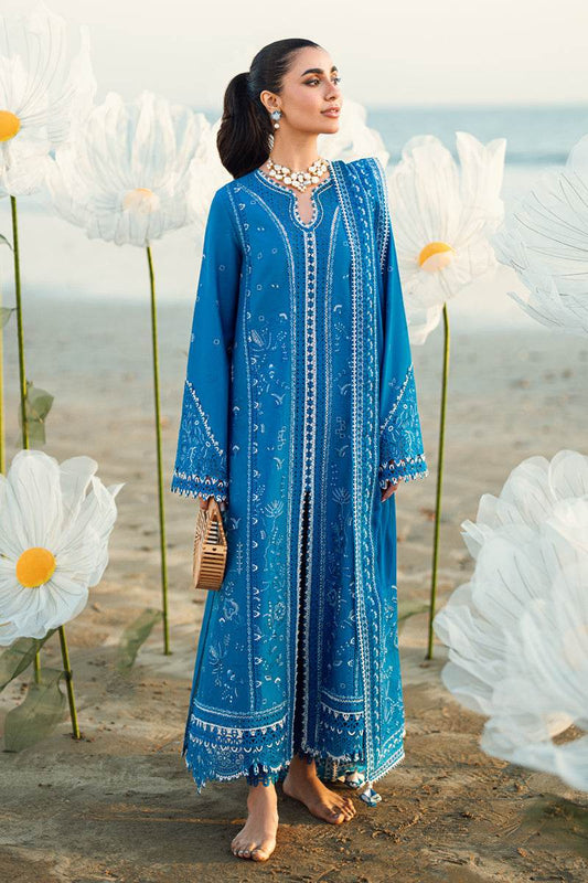 Qalamkar Sahil Embroidered Luxury Lawn 3pcs - Jotey