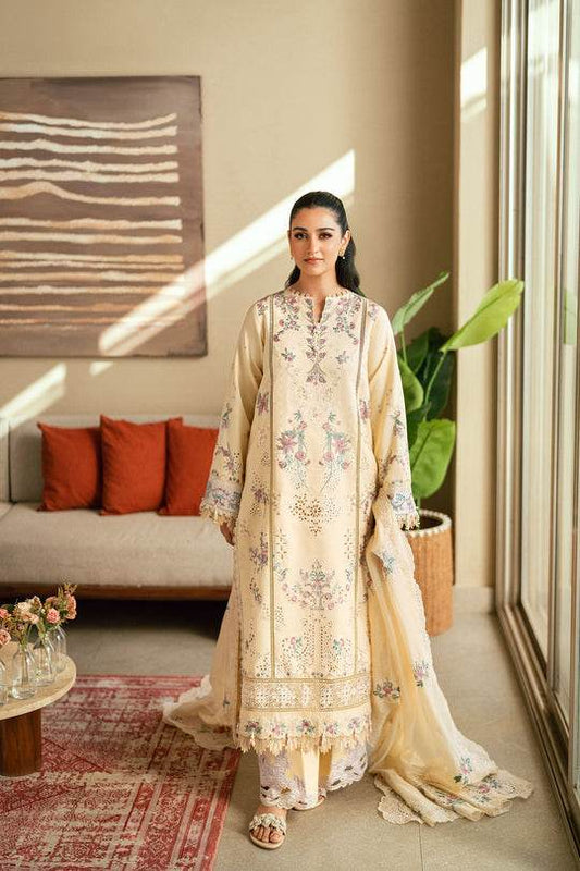 Florent Luxury Lawn Eid Edit's Embroidered Unstitched 3pcs - Jotey