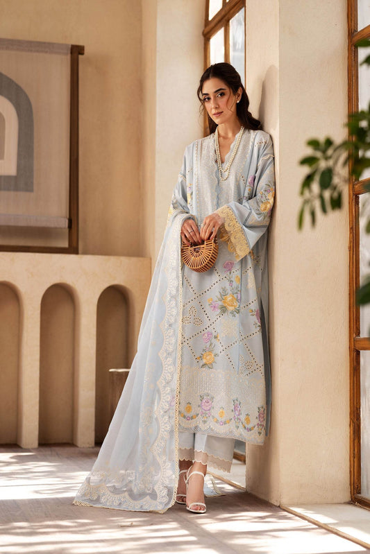 Maryam Hussain Luxury Lawn'25 Embroidered Unstitched 3pcs - Jotey
