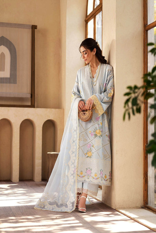 Maryam Hussain Luxury Lawn'25 Embroidered Unstitched 3pcs - Jotey