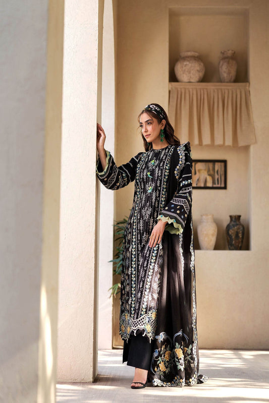 Maryam Hussain Luxury Lawn'25 Embroidered Unstitched 3pcs - Jotey