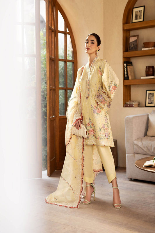 Maryam Hussain Luxury Lawn'25 Embroidered Unstitched 3pcs - Jotey