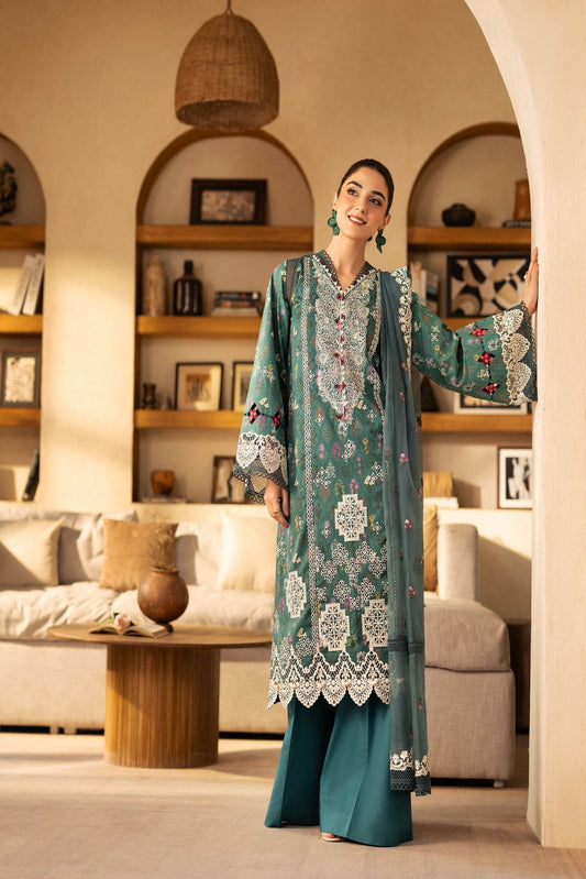 Maryam Hussain Luxury Lawn'25 Embroidered Unstitched 3pcs - Jotey
