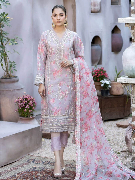 Mahiye By Noors Organza Semi Stitched 3pcs - Jotey