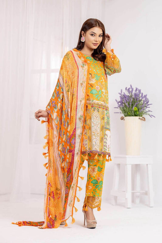 Lamhey Unstitched Lawn 3pcs - Nilima