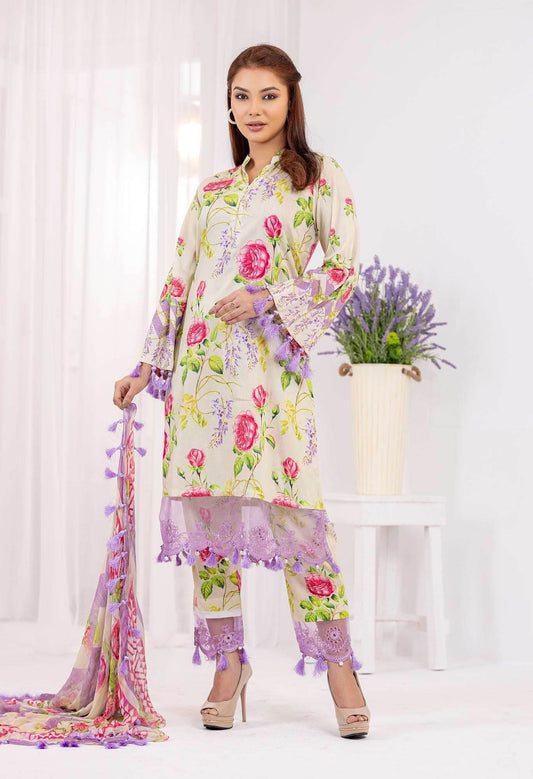 Lamhey Unstitched Lawn 3pcs - Nilima