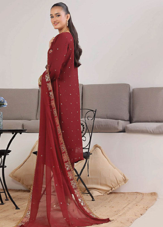 Azure By Bin Hameed Luxury Chiffon Embroidered Semi-Stitched 3pcs - Jotey