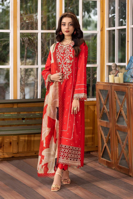 Eid Festive Lawn VOL-01 Heavy EMB. Unstitched 3pcs - Jotey