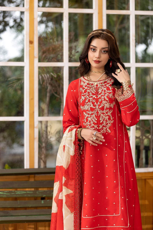 Eid Festive Lawn VOL-01 Heavy EMB. Unstitched 3pcs - Jotey
