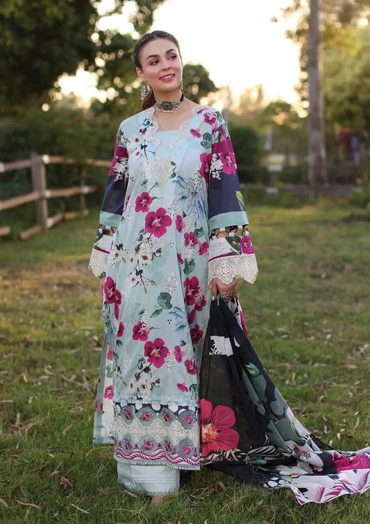 Elaf Print Chikankari Lawn Unstitched 3pcs - Jotey