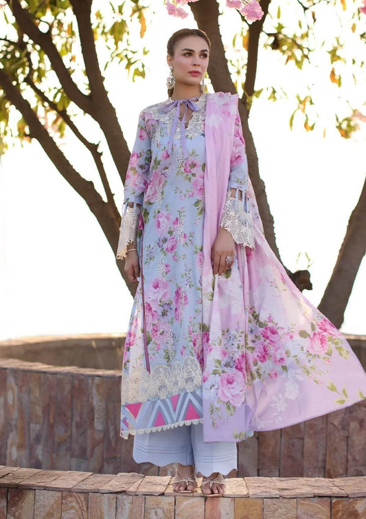 Elaf Print Chikankari Lawn Unstitched 3pcs - Jotey