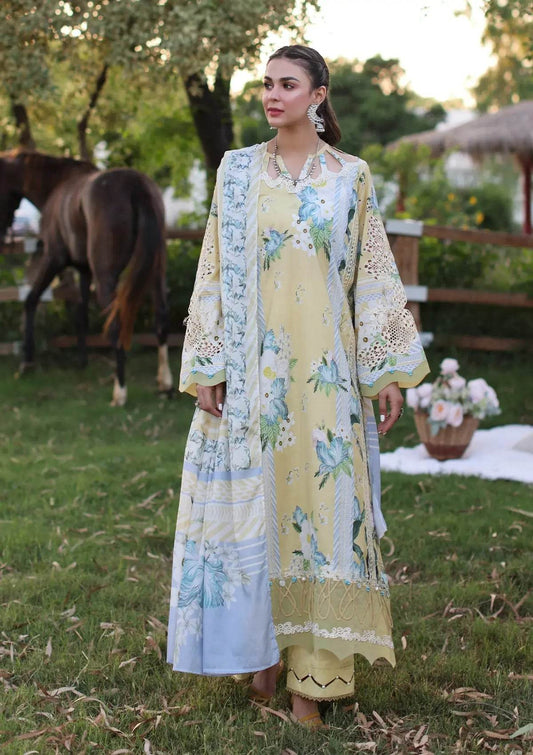 Elaf Print Chikankari Lawn Unstitched 3pcs - Jotey