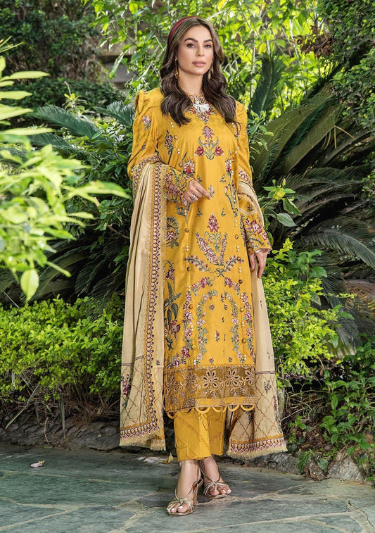 Eshaisha Luxury Lawn Embroidered Unstitched 3pcs - Jotey