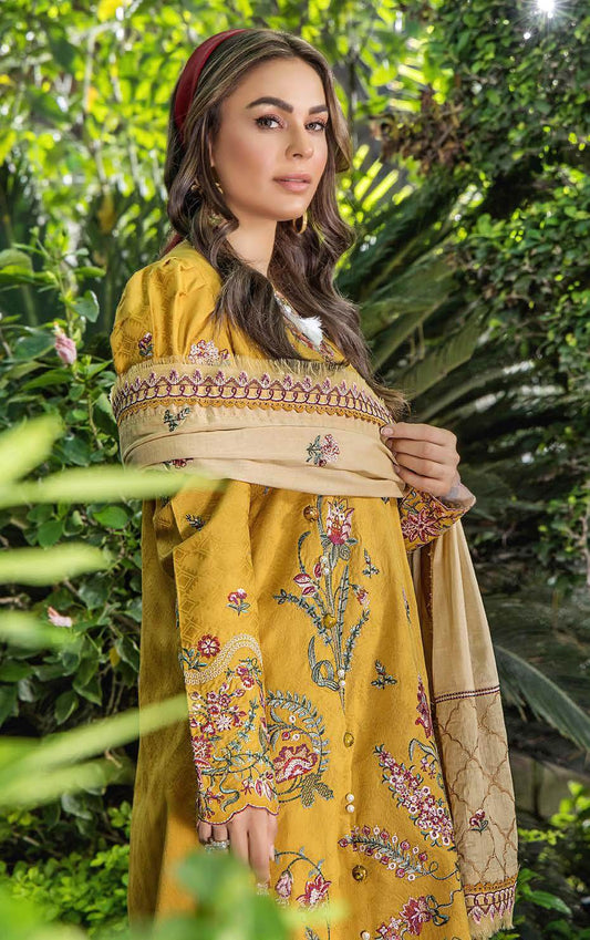 Eshaisha Luxury Lawn Embroidered Unstitched 3pcs - Jotey