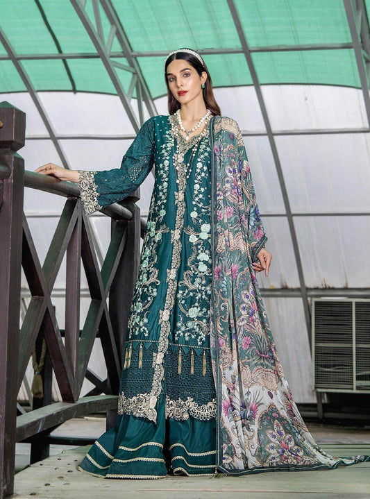 Eshaisha Luxury Lawn Embroidered Unstitched 3pcs - Jotey
