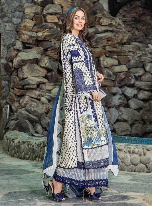 Eshaisha Luxury Lawn Embroidered Unstitched 3pcs - Jotey