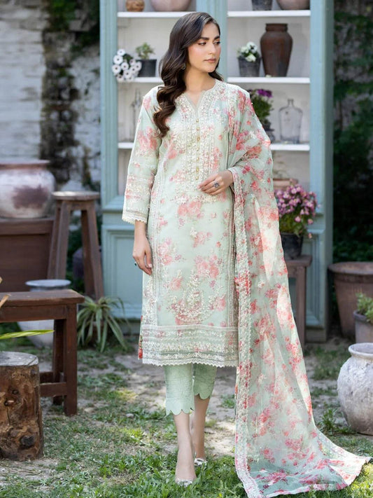 Mahiye By Noors Organza Semi Stitched 3pcs - Jotey