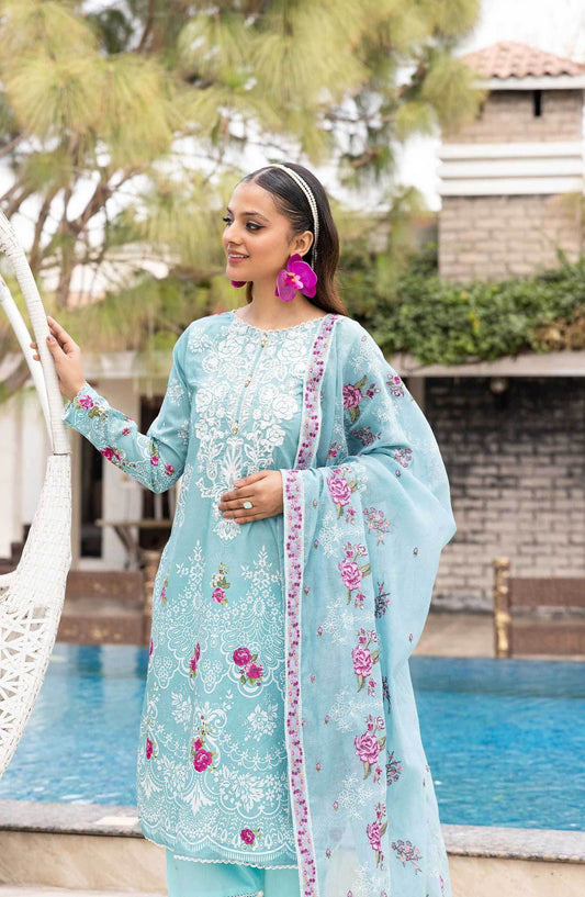 Florence by Nur Embroidered Unstitched Lawn 3pcs - Jotey