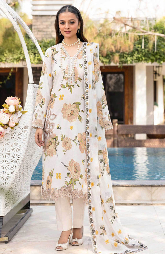 Florence by Nur Embroidered Unstitched Lawn 3pcs - Jotey