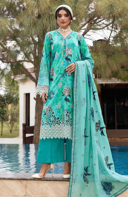 Florence by Nur Embroidered Unstitched Lawn 3pcs - Jotey