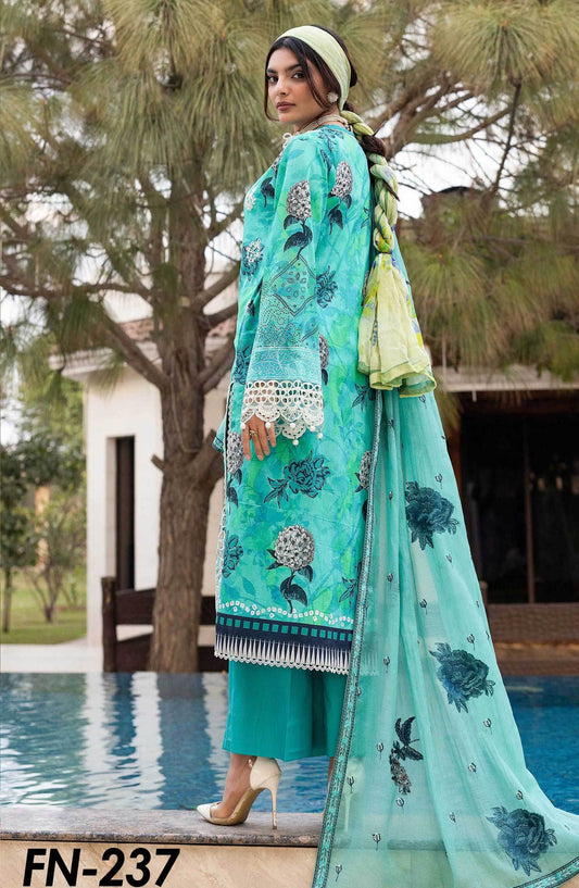 Florence by Nur Embroidered Unstitched Lawn 3pcs - Jotey