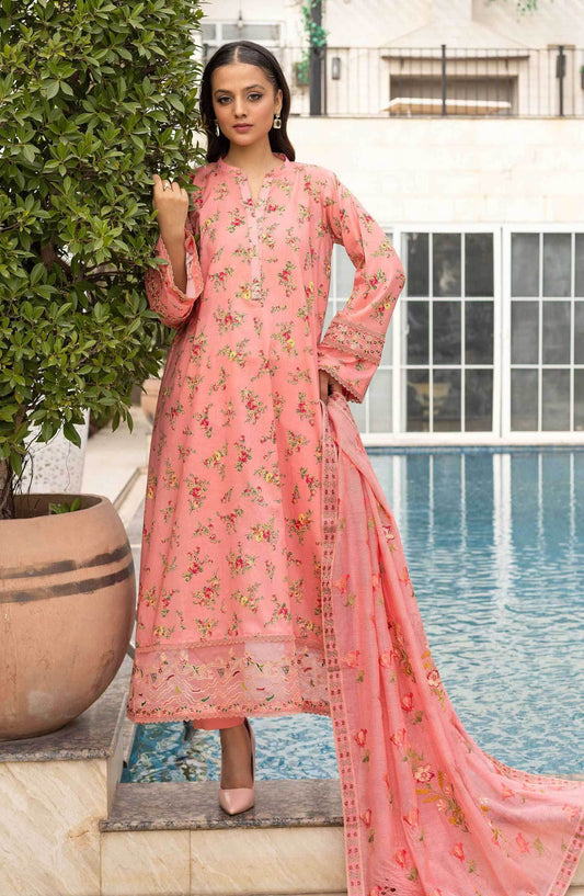 Florence by Nur Embroidered Unstitched Lawn 3pcs - Jotey