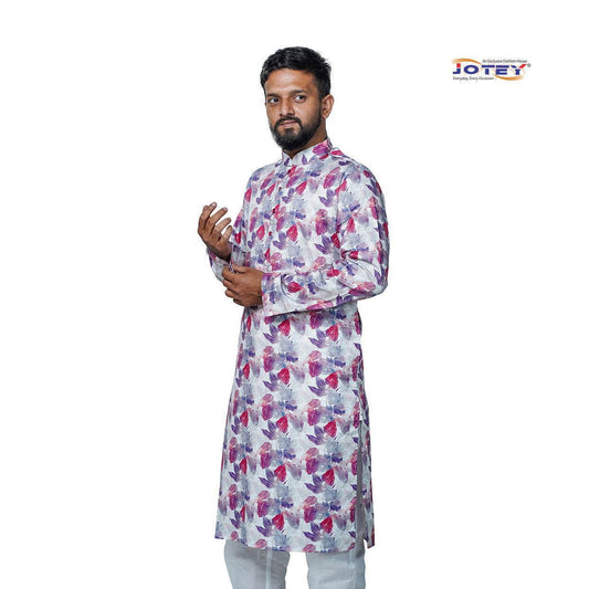 Floral Printed Cotton Panjabi - Jotey
