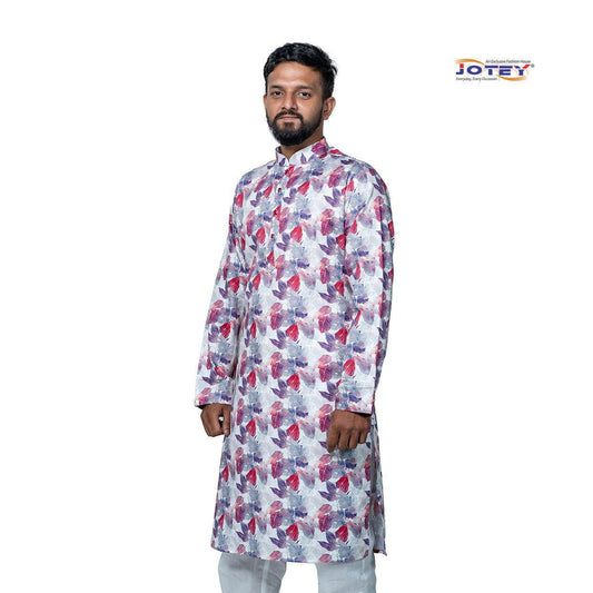Floral Printed Cotton Panjabi - Jotey