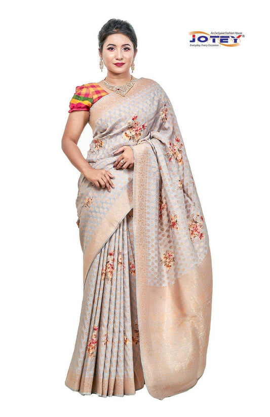 Floral Printed Georgette Banarasi Saree - Jotey