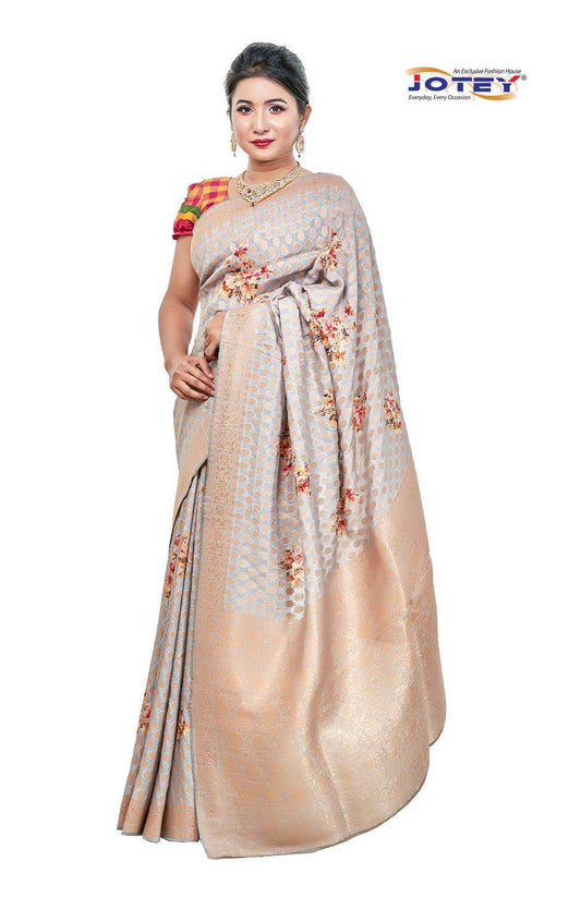 Floral Printed Georgette Banarasi Saree - Jotey