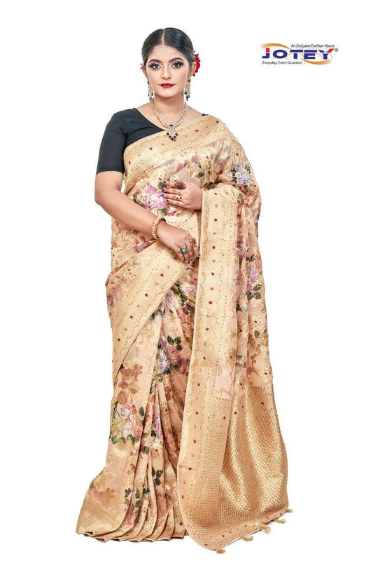 Georgette Banarasi Floral Printed Saree - Jotey