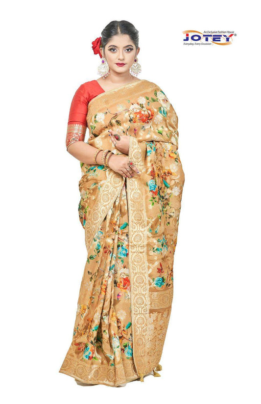 Georgette Banarasi Floral Printed Saree - Jotey