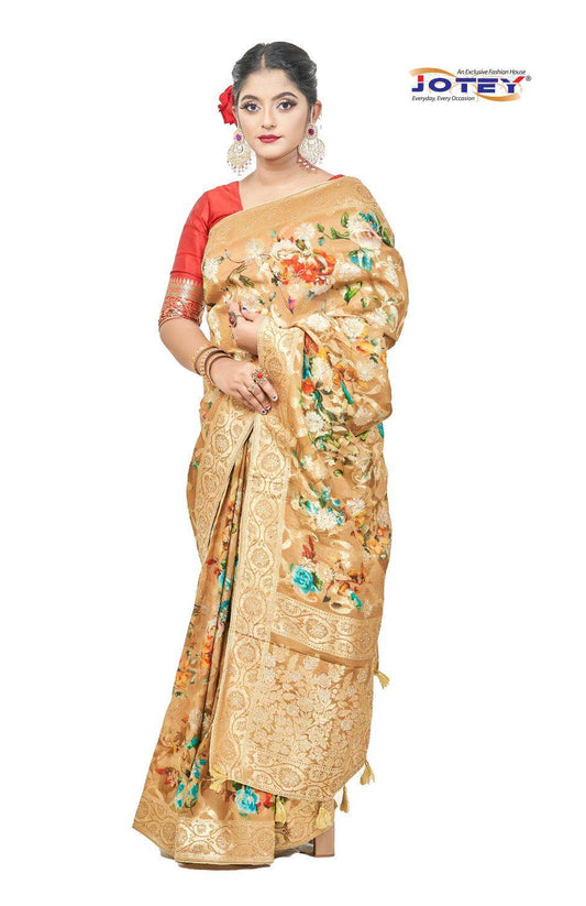 Georgette Banarasi Floral Printed Saree - Jotey